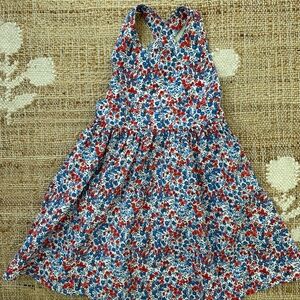 Girls Floral Fit-and-Flare Dress in Red & Blue